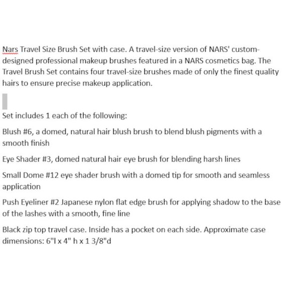 NARS 4 Travel Brush Set w/ Case Boxed Blush Dome Eye Shader Eyeliner - Picture 3 of 3